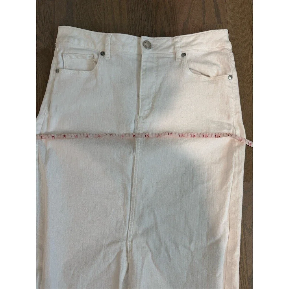 LOFT Outlet Skirt Womens Size 4 White Denim Midi High Rise 5-Pocket - Picture 6 of 8